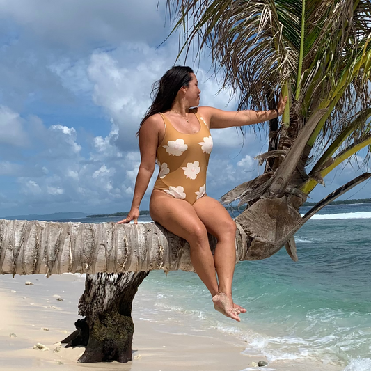 burnt hibiscus one-piece swimsuit