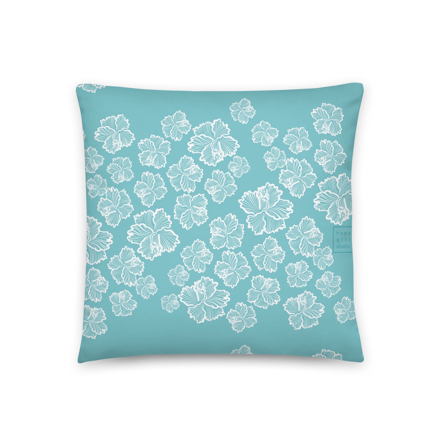 blue hibiscus pillow