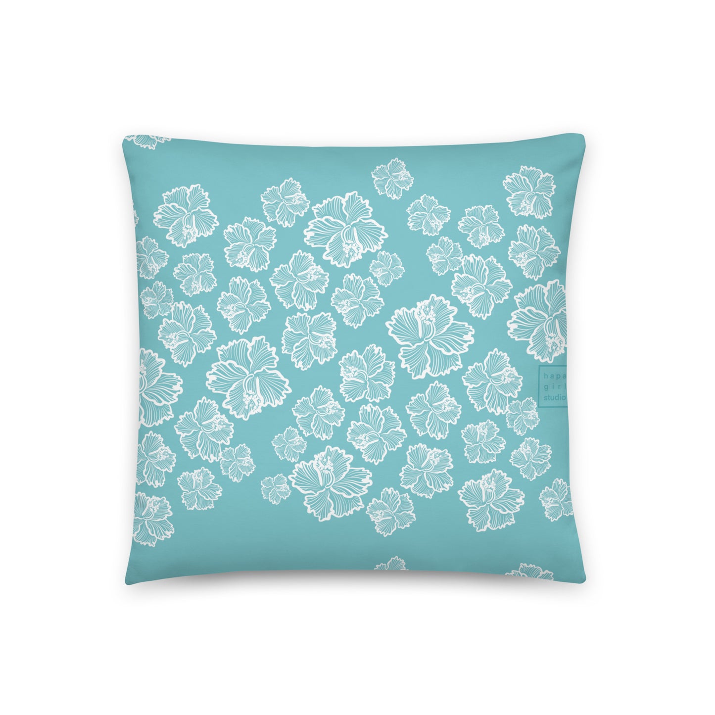 blue hibiscus pillow