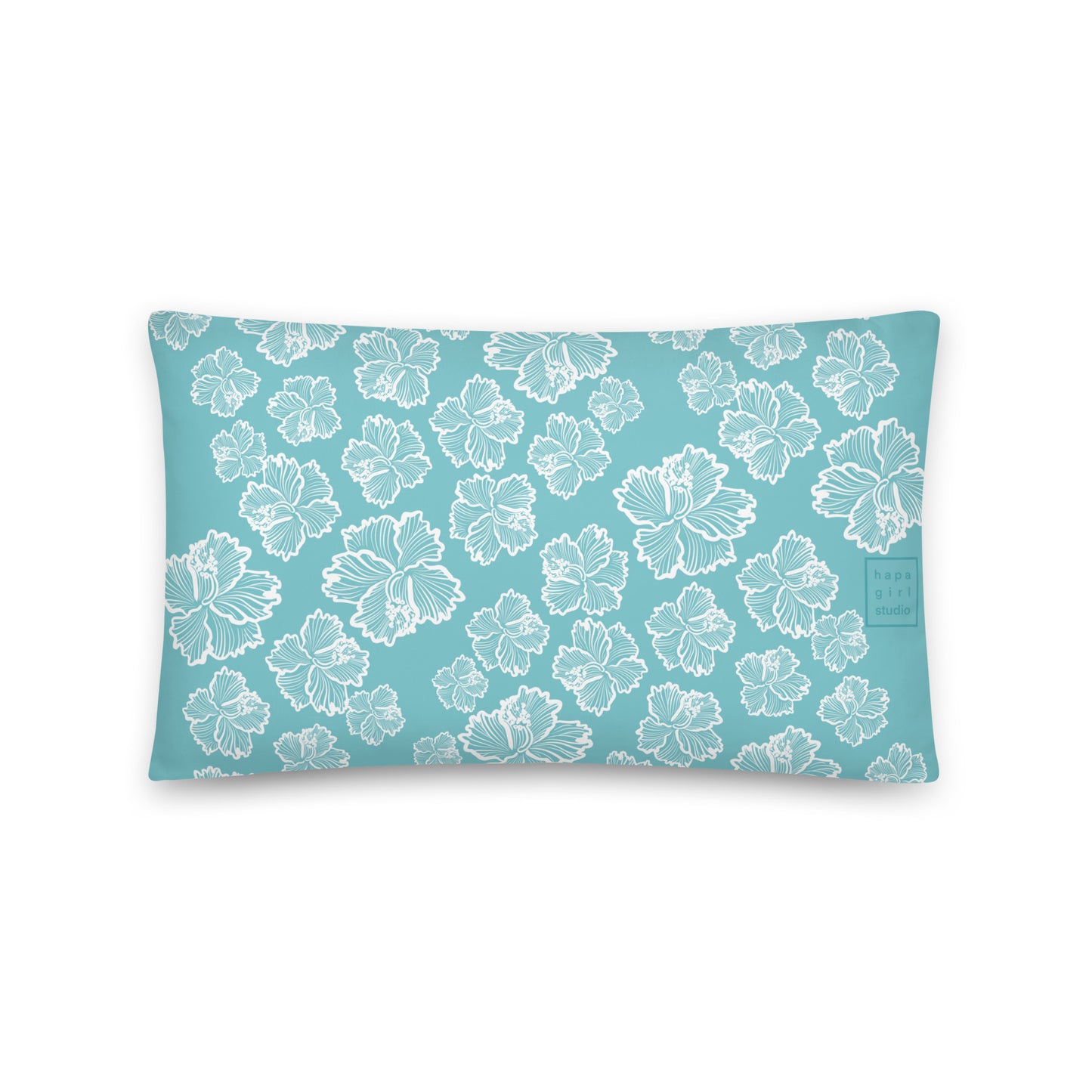 blue hibiscus pillow