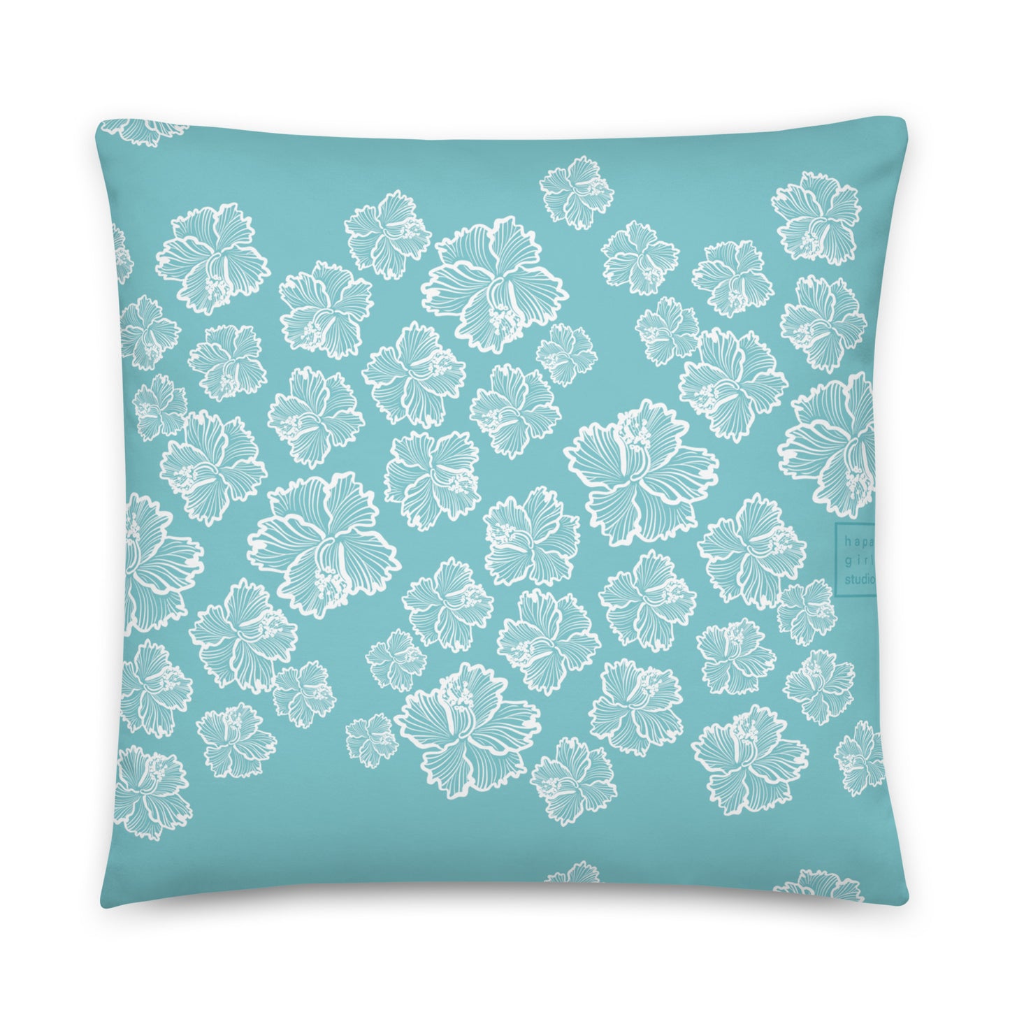 blue hibiscus pillow