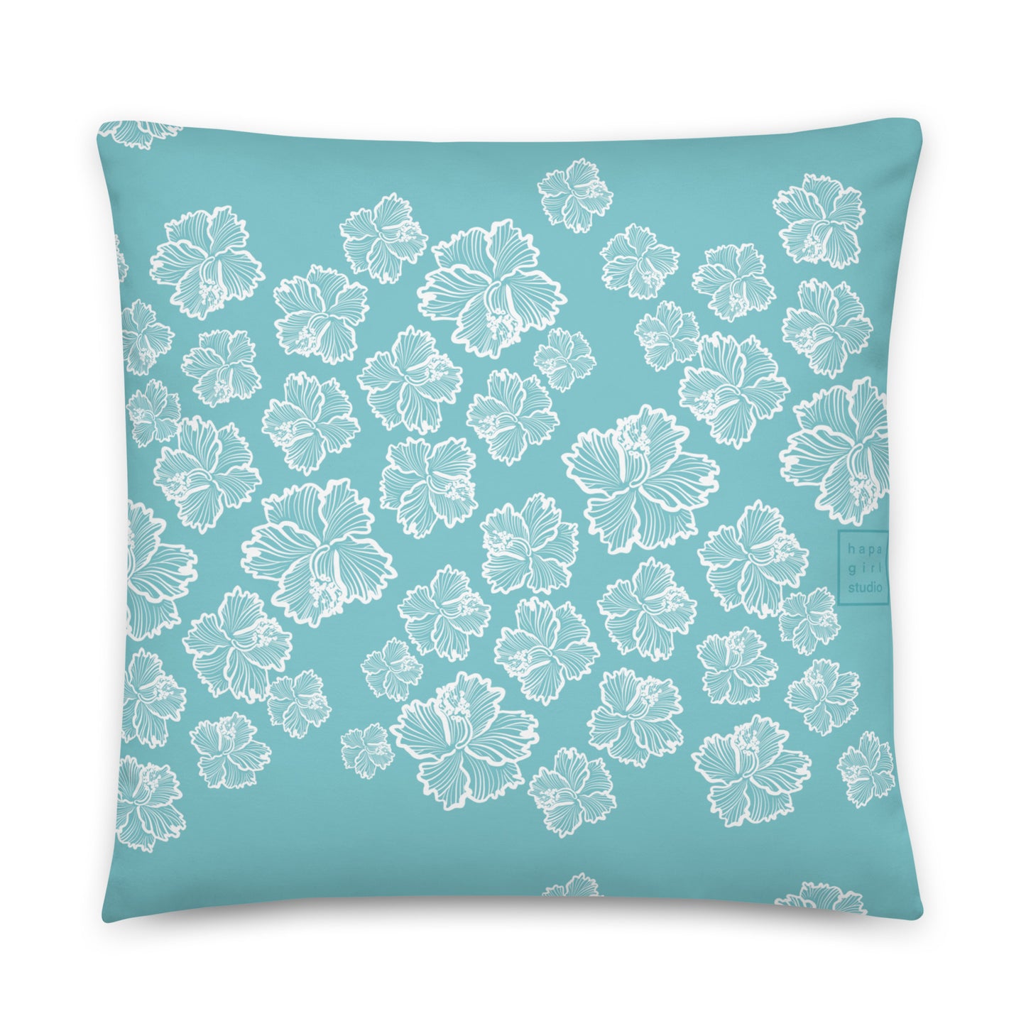 blue hibiscus pillow