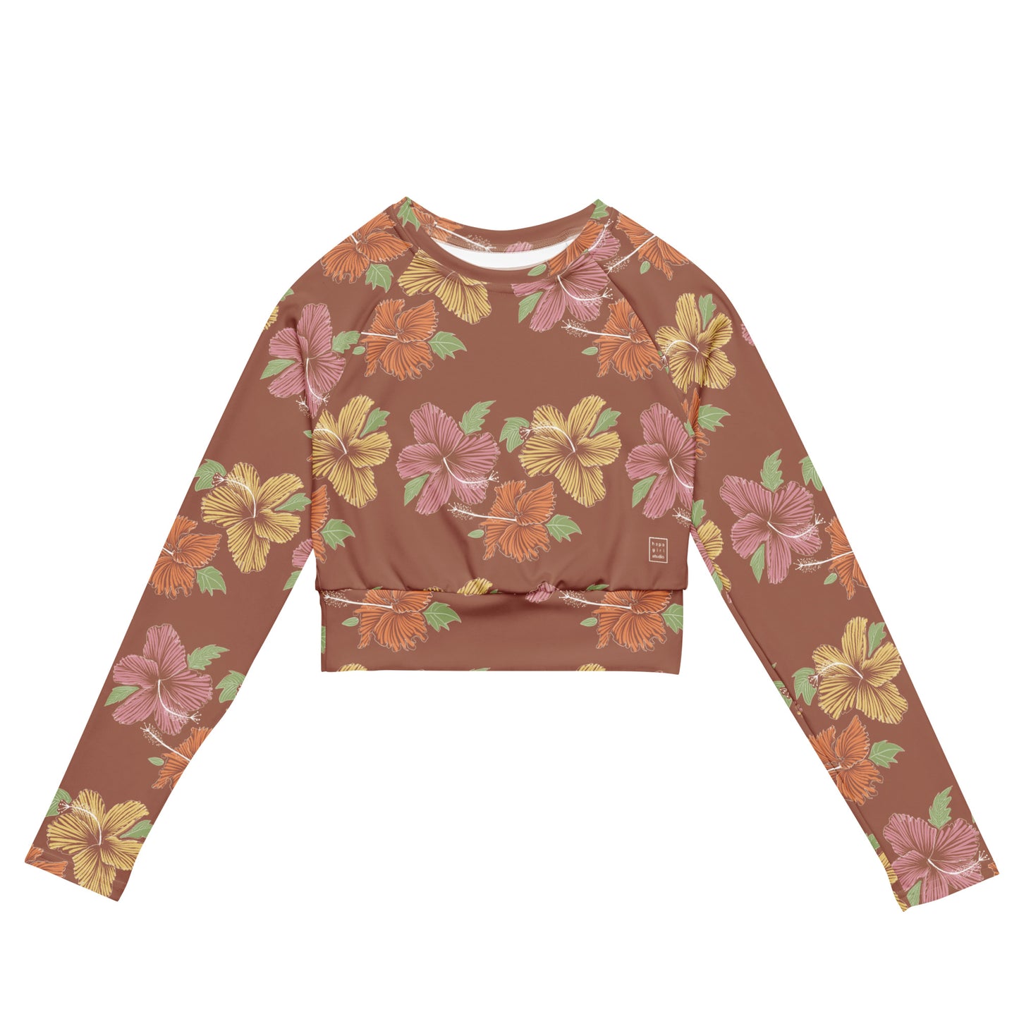 hibiscus recycled long-sleeve crop top