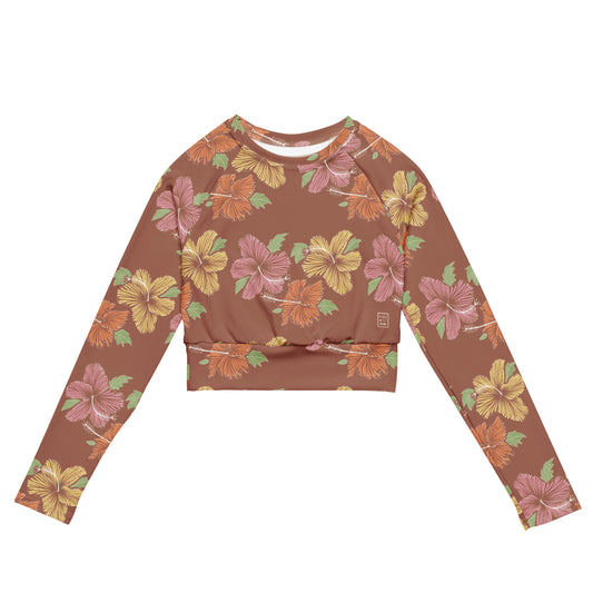 hibiscus recycled long-sleeve crop top