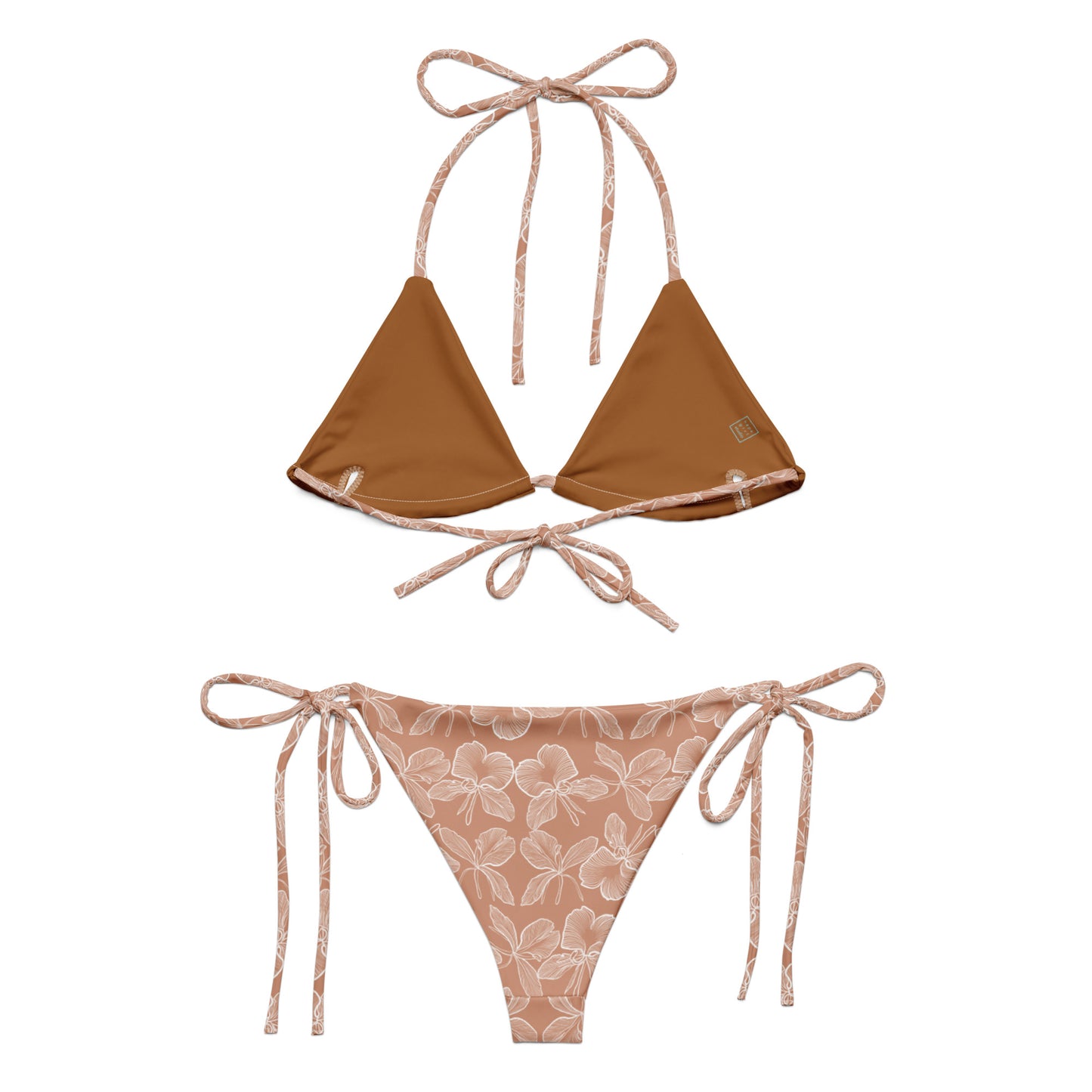 light ginger all-over print recycled string bikini