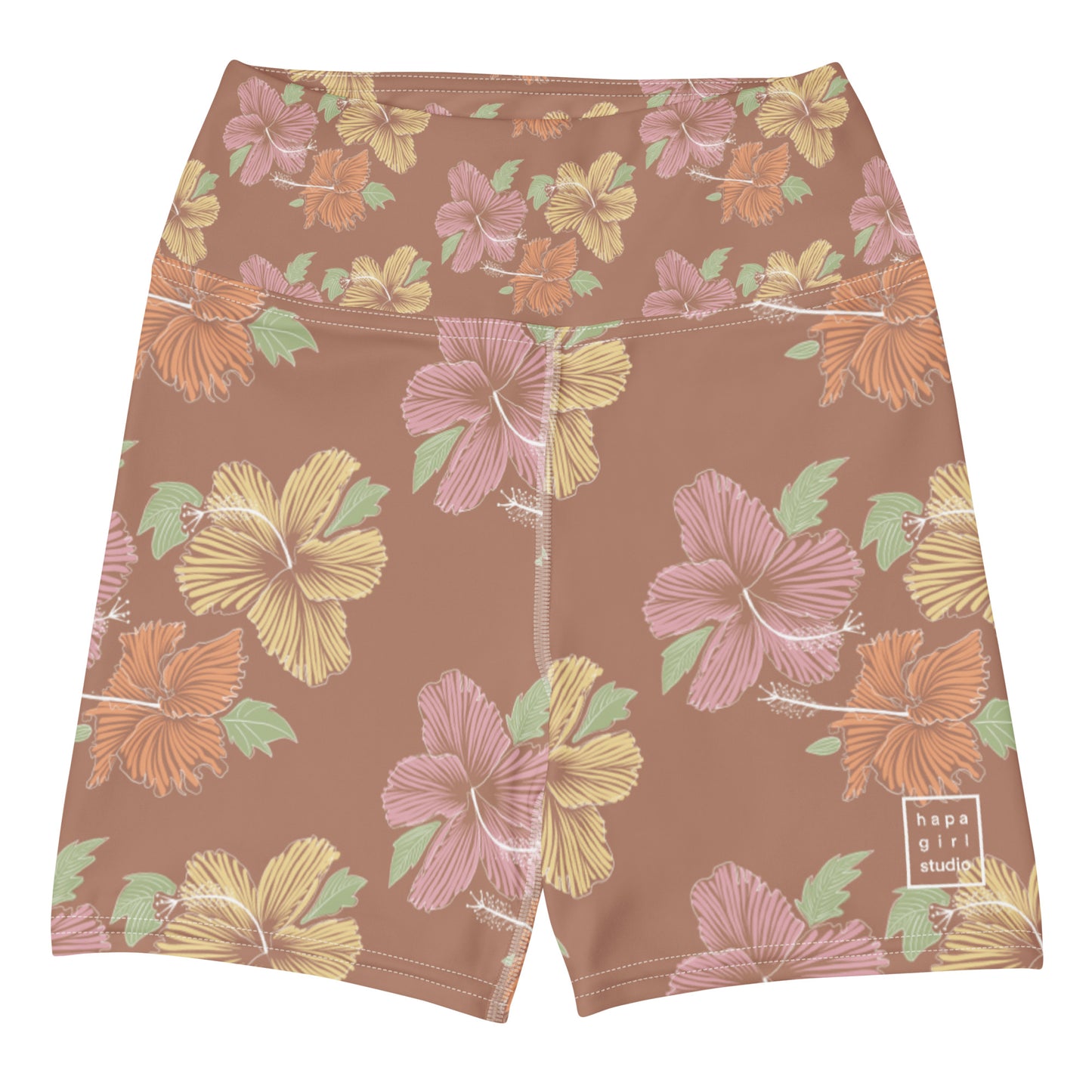 hibiscus yoga shorts